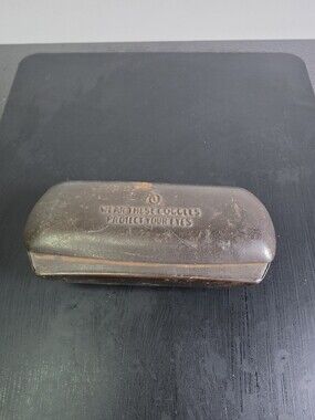 Vintage American Optical Industrial Metal Safety Goggle Case